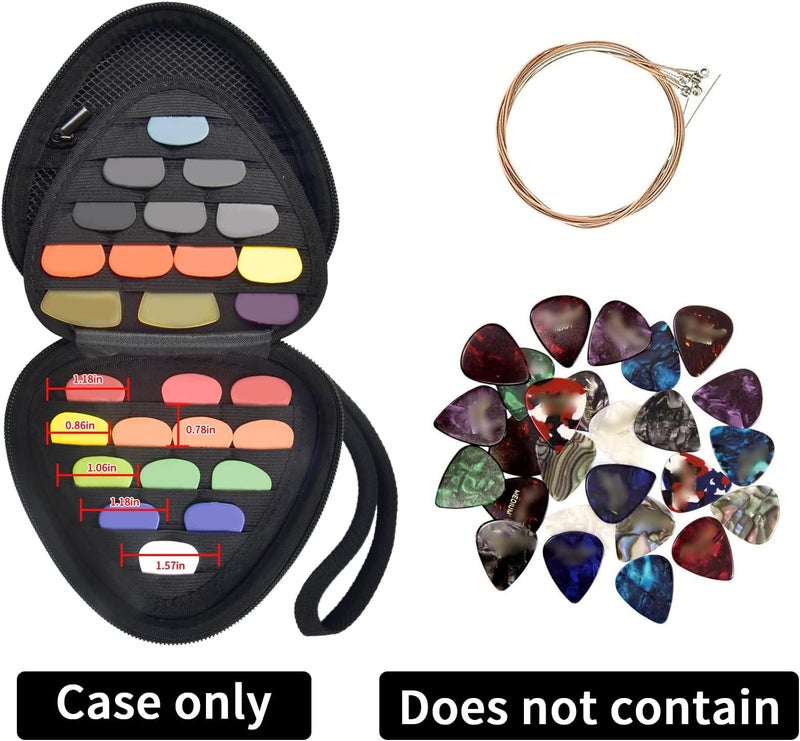 Comecase Guitar Picks Holder Case for Acoustic Electric Guitar Holds Over 39 Packs, Variety Pack Bass Picks Storage Pouch Organizer, Guitar Plectrums Bag with Mesh Pocket for Other Accessories -Jet Black - Image 2